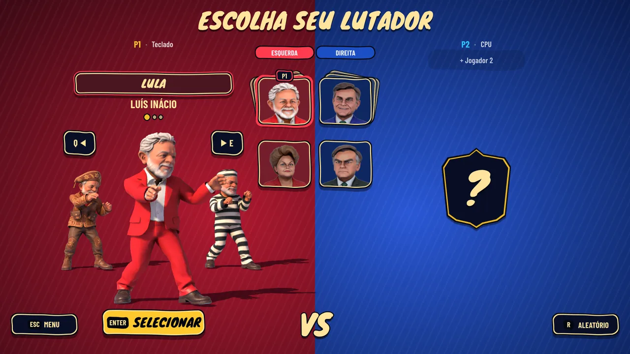Tela de seleção de lutadores